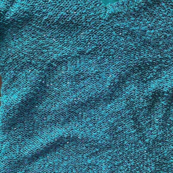 Apt. 9 Women's size Small Petite Stunning Green/Blue Sequined Sweater - Picture 11 of 12